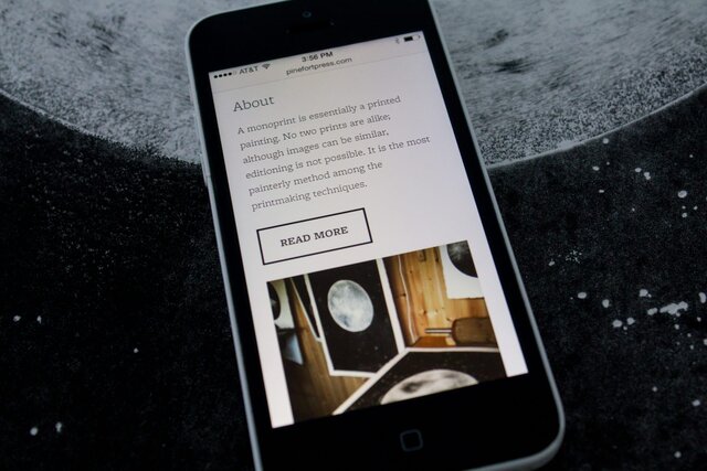 Pine Fort Press website on iPhone